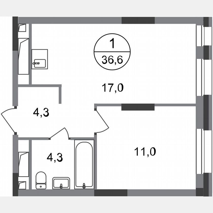 1-к. квартира, 36,6 м², 8/20 эт.