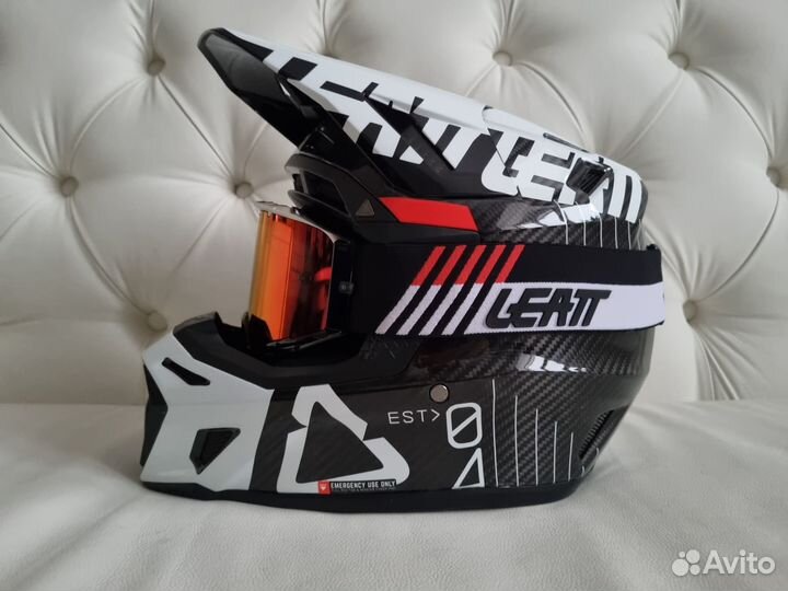 Шлем Leatt 9.5 V23 + oчкu Velocity 6.5 Вlасk Whitе