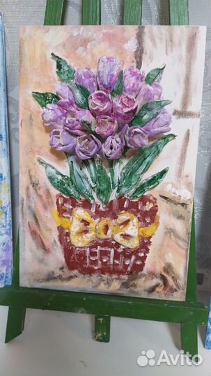 Картина- панно, Весенний букет