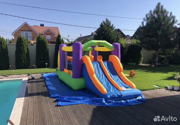 Детский надувной батут с горкой прокат