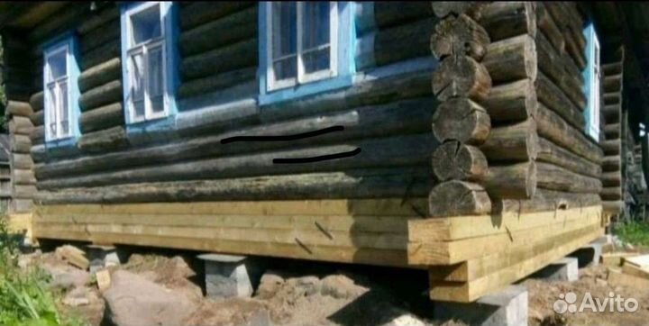 Ремонт фундамента замена венцов подьем дома 00