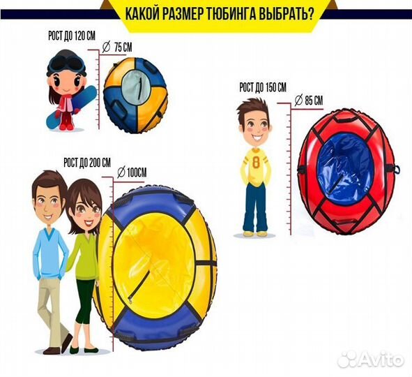 Тюбинг (санки-ватрушки) 100 см,с камерой (смайлик)