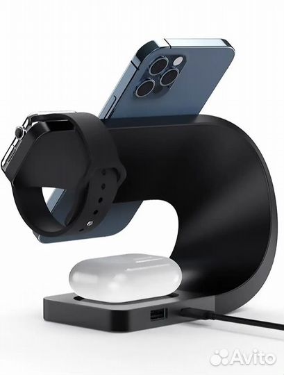 Беспроводная зарядка на телефон, наушники, часы