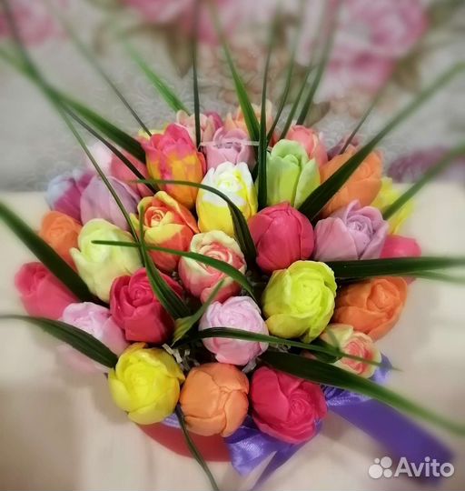 Букет тюльпанов из мыла 35 штук