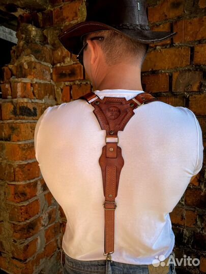 Подтяжки мужские кожаные