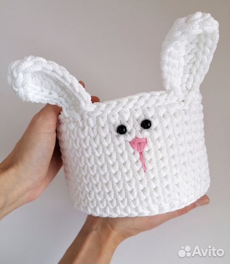 Набор вязаных корзин: зайчик, лиса и сова