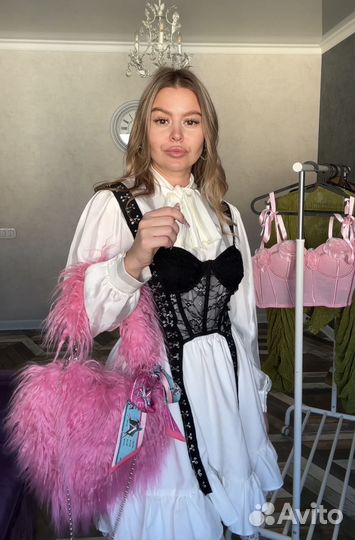 Пушистая сумка сердце