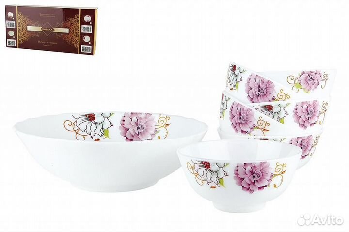 Набор салатников 7 предметов лилея Стеклокерамика