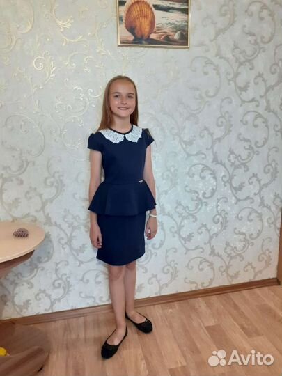 Платье школьное синее