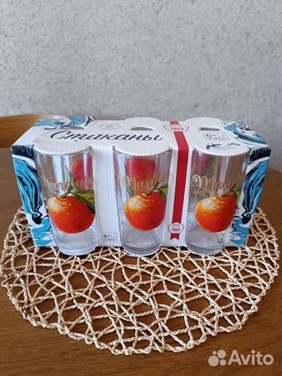 Стаканы для сока и воды, 6 штук, новые
