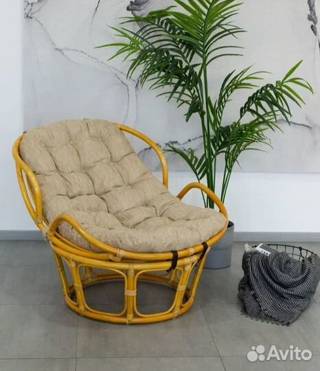 Кресло папасан из натурального ротанга