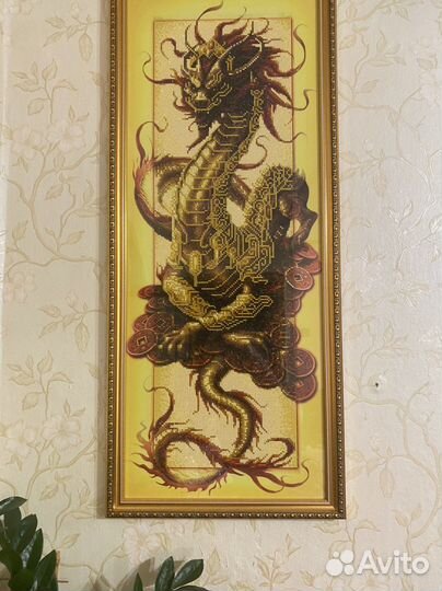 Денежный дракон картина ручной работы