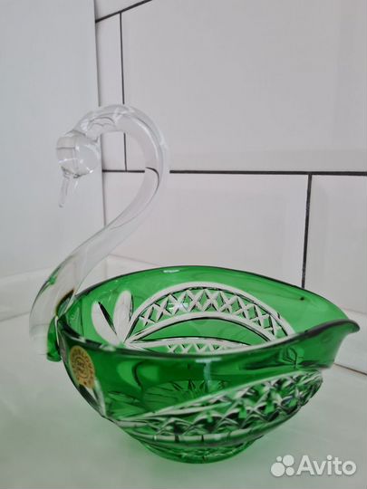 Пара хрустальных лебедей Богемия