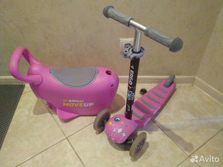 Самокат беговел чемодан 3 в 1 Nergo