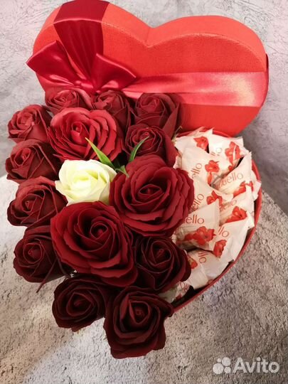 Букет сердце с раффаэлло