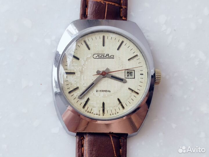 Часы мужские Слава Бочка Гильоше СССР механика 77г