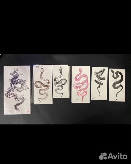 Переводные татуировки змея дракон 9 шт