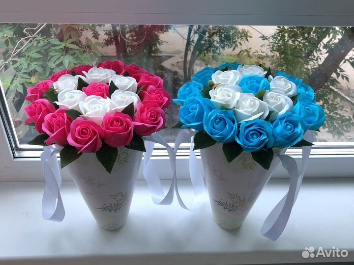 Букетики из мыльных роз на 1 сентября