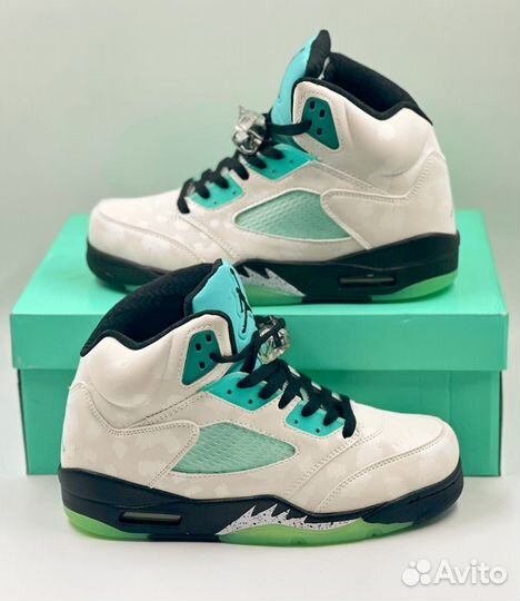 Кроссовки nike air jordan 5 retro island green