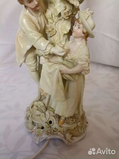 Стариная лампа фарфор Дрезден