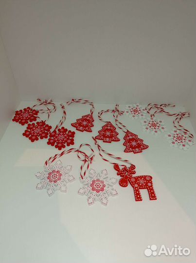 Новогодние деревянные игрушки набор