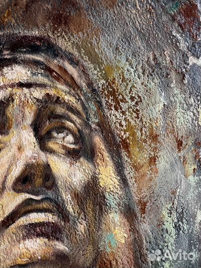 Картина маслом текстура мужской портрет винтаж