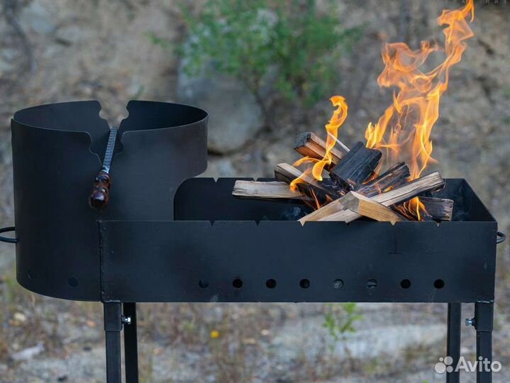 Мангал с печью под казан