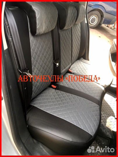 Чехлы Renault Sandero 2 из экокожи чёрно-серые Ром