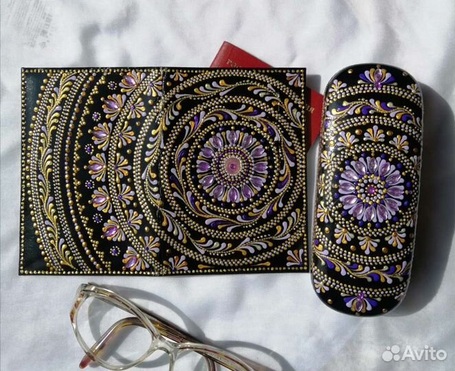 Набор:обложка для паспорта, кожа и очешник