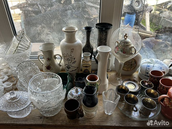 Хрусталь, набор посуды, статуэтки