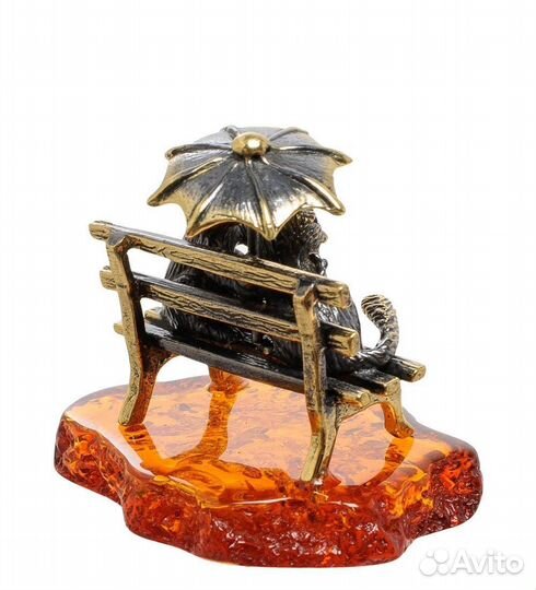 Фигурка Коты под зонтом (латунь, янтарь) A2102337