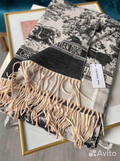 Кашемировый палантин шарф Dior черный новый