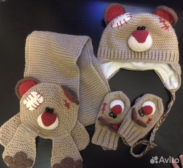 Шапка зимняя шарф и варежки 47-49