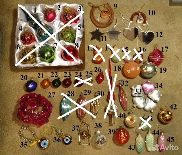 Новогодние ёлочные игрушки СССР стекло пластик