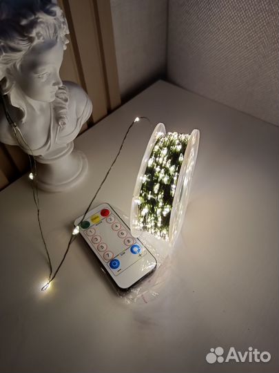 Гирлянда роса 100 метров на зеленом проводе