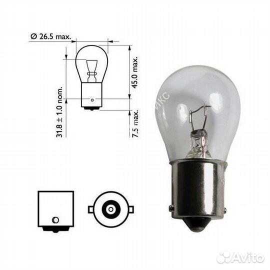 Лампа накаливания osram original P21W-12V-21W-BA15