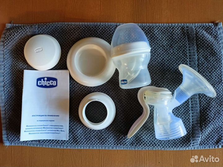 Молокоотсос ручной chicco с бутылочкой