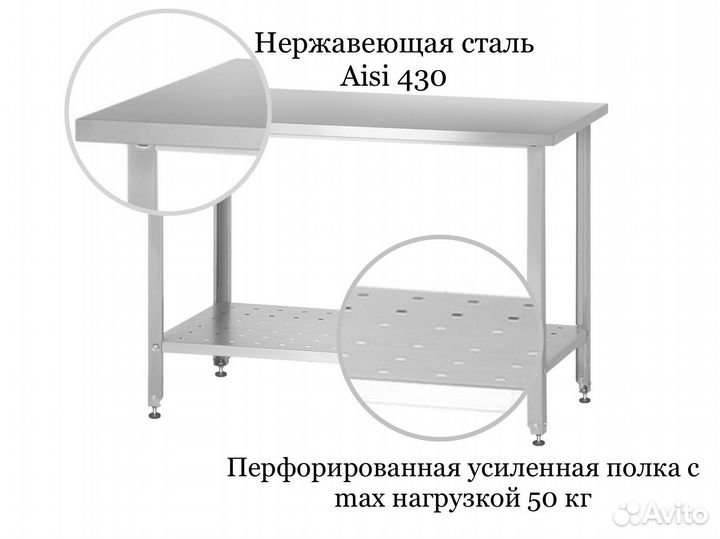 Стол металлический 800х600х860