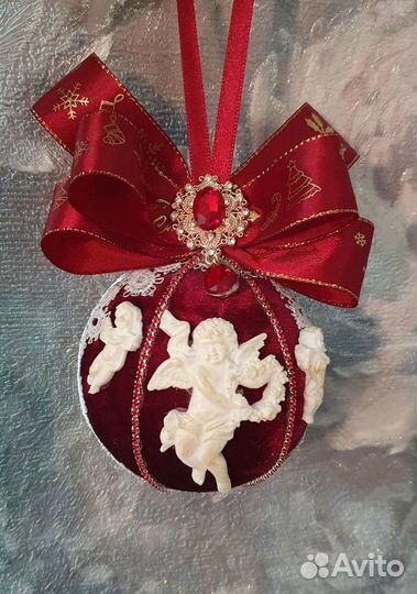 Новогодние шары, украшения на ёлку из бархата