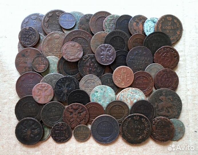 Старинные медные монеты 50 штук (лот-29 )