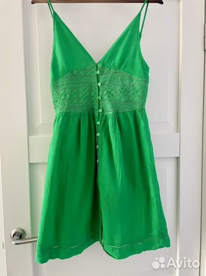 Зеленый сарафан из натуральной ткани 42-44 р