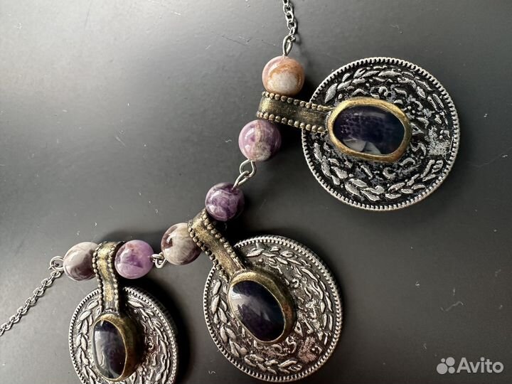 Этнические украшения ожерелье с аметистом