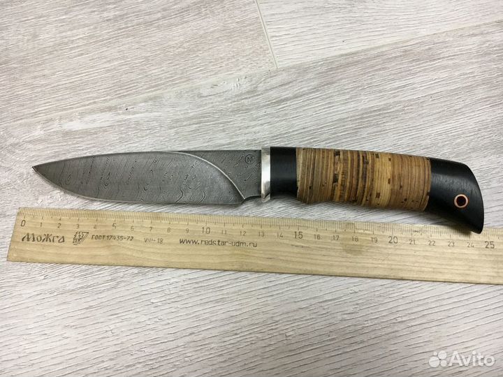 Нож Мурена, дамасская сталь, рукоять из бересты и