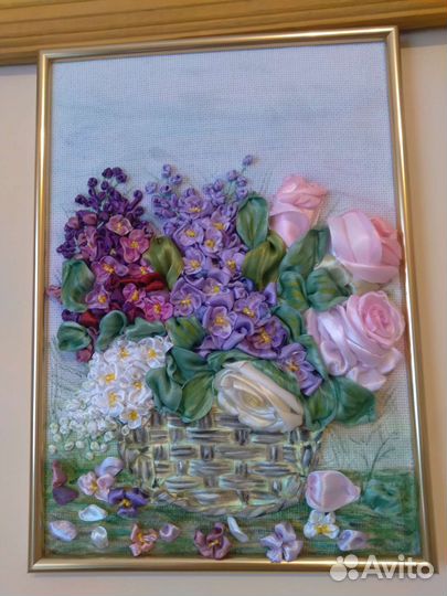 Картины вышитые лентами