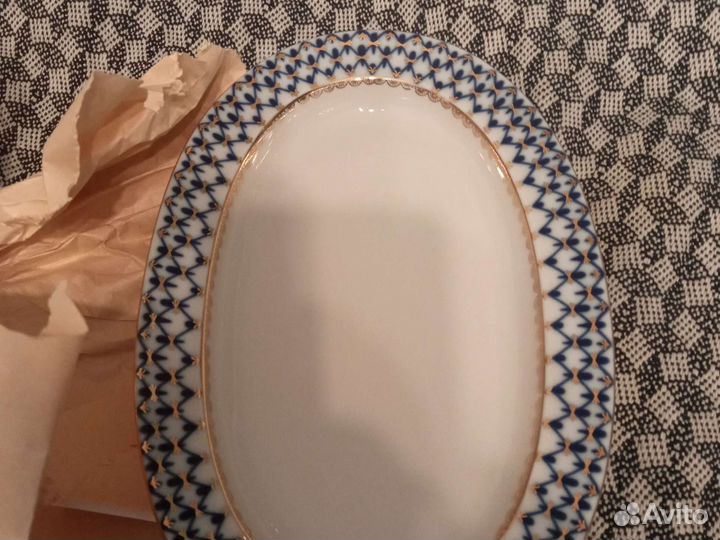 Новые Селедочница и вазочка кобальтовая сетка лфз