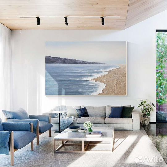 Текстурная картина маслом Морской берег Пейзаж