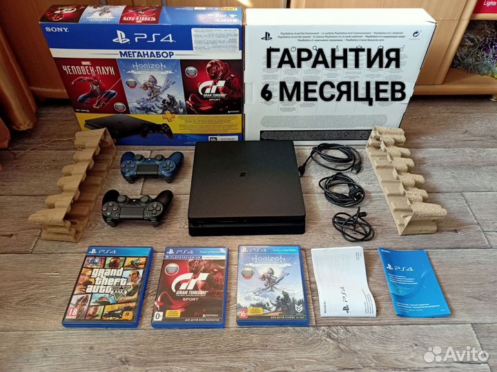 Sony ps4 slim 1tb. 2 геймпада игры