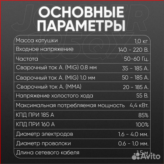 Полуавтомат Сварочный jonser 185 QX