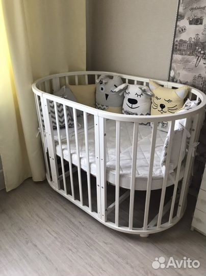 Кроватка трансформер с маятником и матрасом