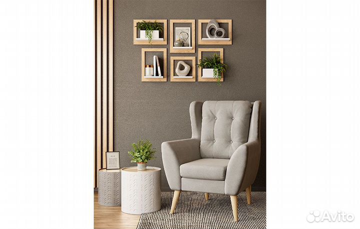 Полка настенная светло-коричневая Онега 40х30х15 с